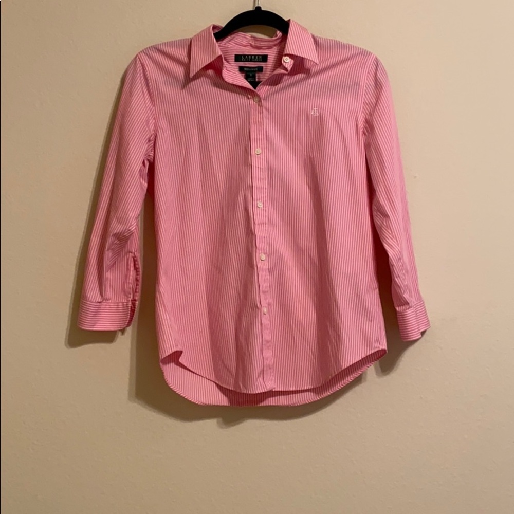 Pink & White Lauren Ralph Lauren Shirt Size S EUC